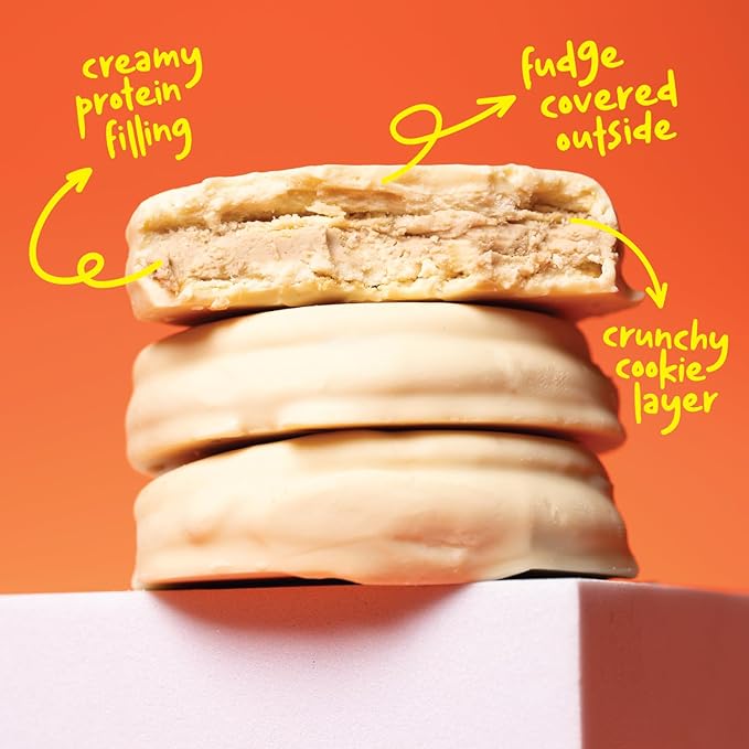 Hangryboy Protein Cookie Sandwich – 14g High Protein Gluten‑Free GMO‑Free Cookies - Perfect on The Go Protein Snack White Chocolate Peanut Butter 12‑Count Box
