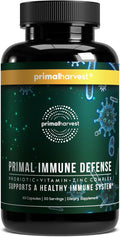 Primal Harvest Immune Defense 10-in-1 Supplement with Probiotics Zinc and Vitamins C D3 K2 B6 Daily Immune Support for Adults
