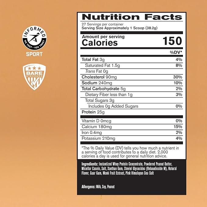 BARE PERFORMANCE NUTRITION BPN Whey Peanut Butter Protein + Creatine 30 Serving Bundle