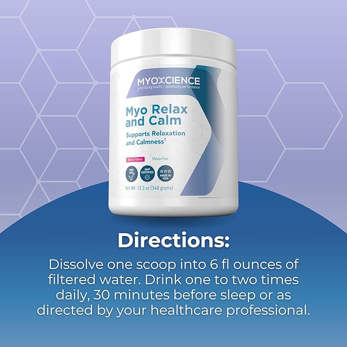 MYOXCIENCE Myo Relax &amp Calm | Myo-Inositol L-Theanine Taurine Magnesium &amp GABA | Supports Sleep Neurotransmitter &amp Hormone Support (Berry Flavor) (60 Servings)