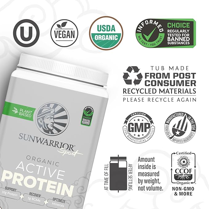 Sunwarrior Vegan Protein Powder USDA Organic | 20 Servings Cake Batter Flavored &amp Creatine Monohydrate Powder for Her | Micronized 50 Servings Raspberry Lemonade Flavored