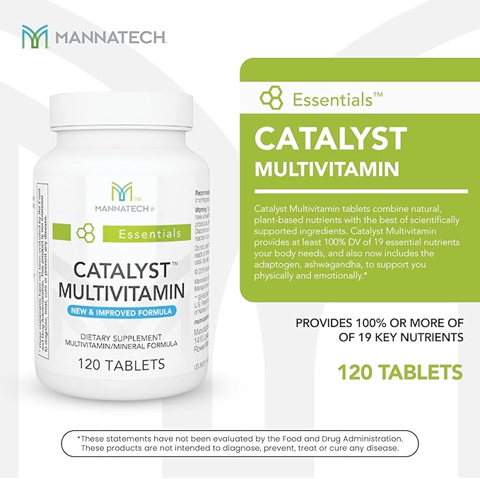Mannatech Catalyst Multivitamin 120 Tablets Maximize Your Multivitamin. Provides Antioxidants Vitamin A Vitamin C and Vitamin E Now with Ashwagandha to Support You Physically and Emotionally