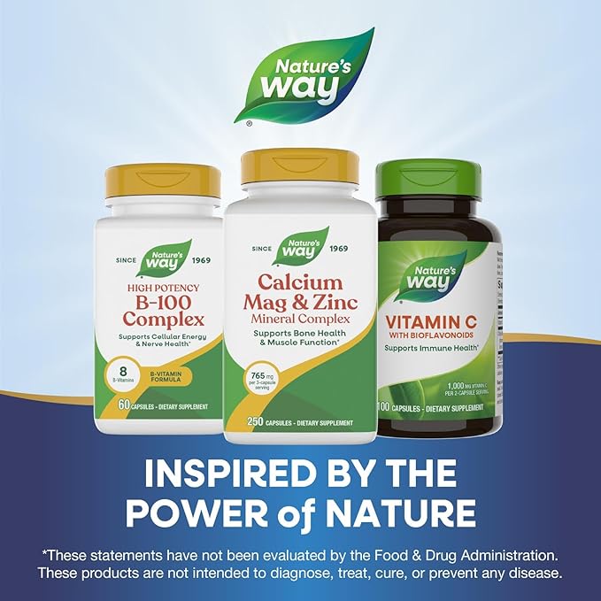 Nature's Way Calcium Magnesium &amp Zinc Mineral Complex Supports Bone Health &amp Muscle Function* Immune Support* 250 Capsules (Packaging May Vary)