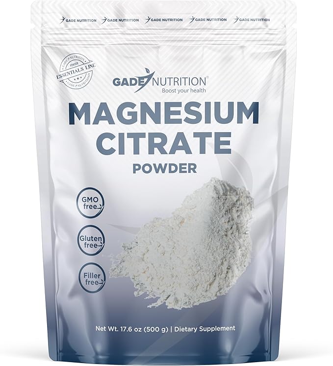 Gade Nutrition Pure Magnesium Citrate Powder | Non-GMO Gluten-Free Filler Free Highly Absorbable | USA Made