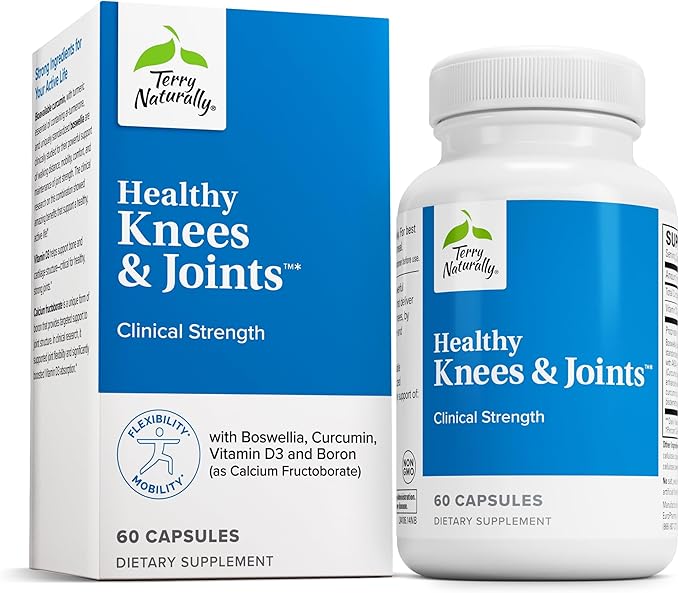 Terry Naturally Healthy Knees &amp Joints - Dietary Supplement to Support Bone Health &amp Joint Flexibility - Healthy Knee &amp Hip Aid with Calcium Fructoborate - 60 Capsules
