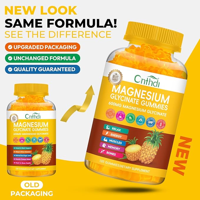Magnesium Glycinate Gummies 600mg Sugar Free Chewable Magnesium Gummies for Men &amp Women Supports Evening Routine &amp Inner Balance No Melatonin Gluten Free Non GMO Vegan 60 Days Supply