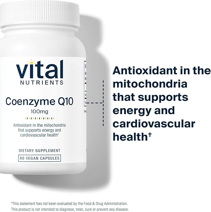 Vital Nutrients CoQ10 100mg - Vegan Supplement - CoEnzyme Q10 from Ubiquinone - Potent Antioxidant to Support Heart Health and Energy Levels* - Gluten Dairy and Soy Free - Non-GMO - 60 Capsules