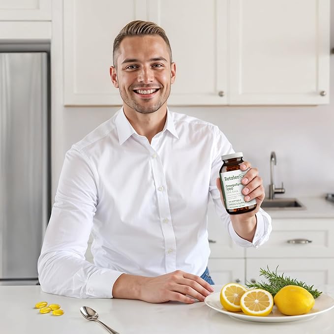 HormoneSynergy OmegaSynergy EPA-DHA 1000 mg. by Dr. RetzlerRx™ - Natural Lemon Flavor Triglyceride Form Helps Support Cardiovascular Musculoskeletal &amp Immune System Health* - 120 Softgels