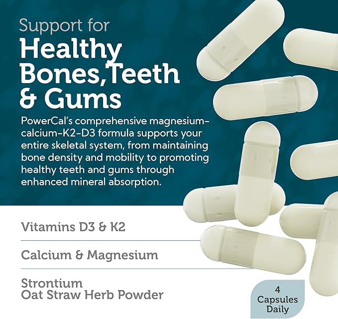 Zahler PowerCal - Calcium D3 K2 Magnesium Supplement - Teeth Gums &amp Bone Strength Support - Kosher Bone Health Calcium Supplement for Women &amp Men with Vitamin D3 K2 and Magnesium (120 Capsule