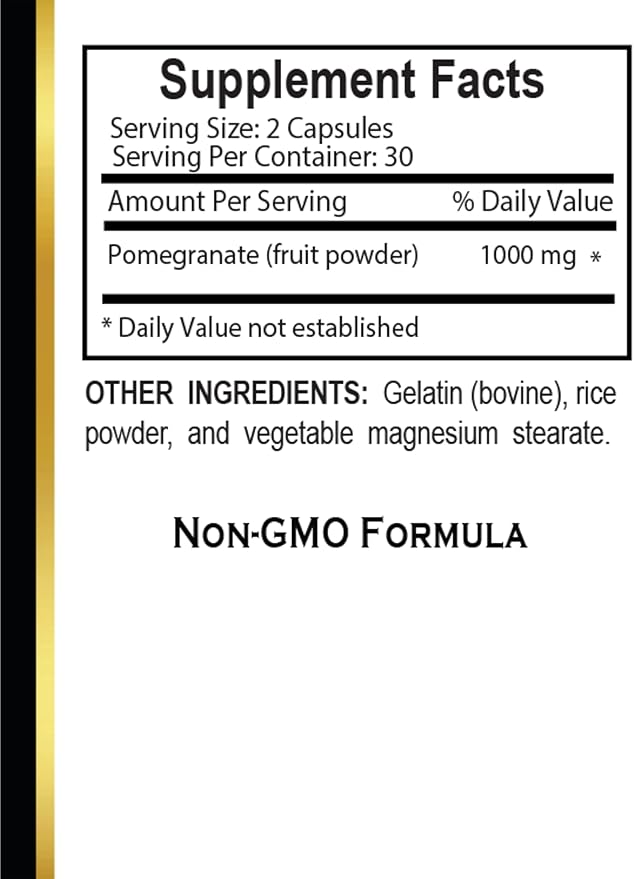 Pomegranate Extract Supplement Herbal Antioxidant Support Capsules for Men and Women Plant-Based Vegan Non-GMO Formula - 2 Bottles 120 Capsules