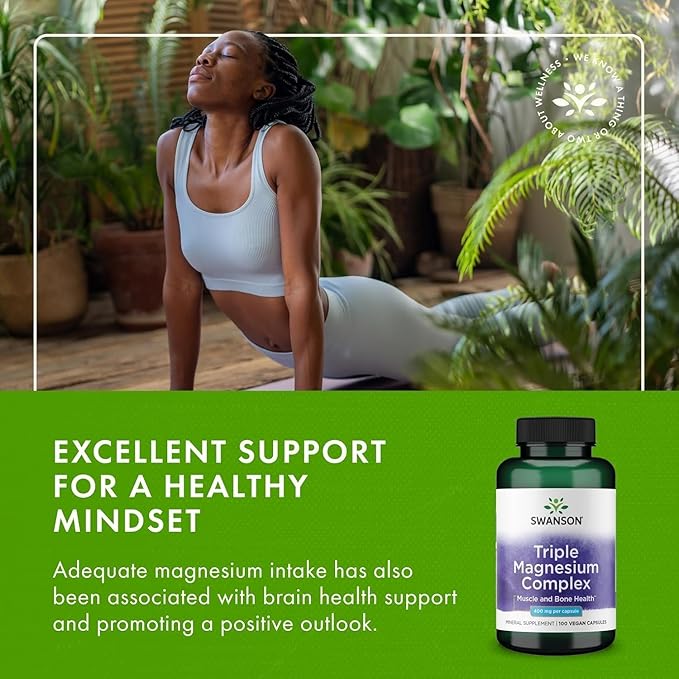Swanson Triple Magnesium Complex - Mineral Supplement - Natural Support - Featuring Citrate Oxide &amp Aspartate - (100 Capsules 400mg Each 3 Pack)