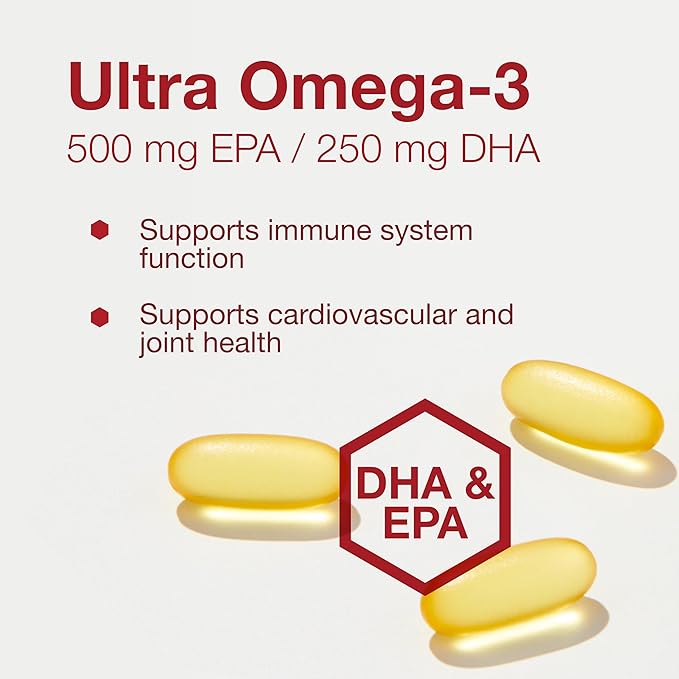 PROTOCOL FOR LIFE BALANCE Ultra Omega-3-500mg EPA &amp 250mg DHA - Fish Oil for Brain Support Heart &amp Nervous System Health - EPA DHA Omega Supplement - Non-GMO &amp Halal - 90 Softgels