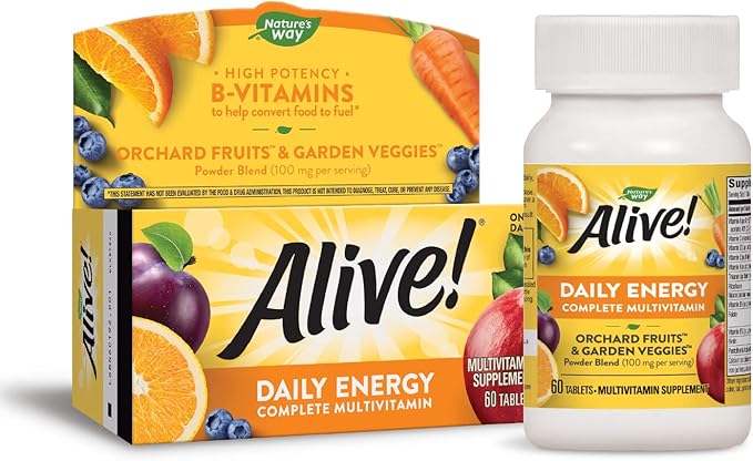 Nature's Way Alive! High Potency Daily Energy Multi-Vitamin Multi-Mineral Once Daily 60 Tablets Pack of 2