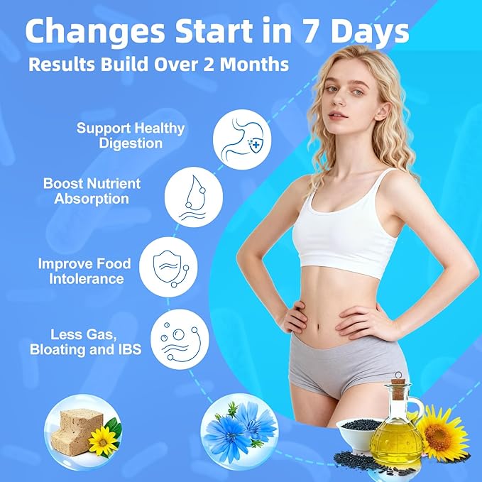 Probiotics with Prebiotics for Women &amp Men Digestive &amp Gut Health Vegan Capsules Non-GMO Gluten &amp Dairy Free