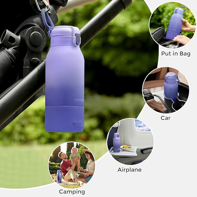 Momcozy Portable Bottle Warmer for Travel – Dual Heating Modes for Breast Milk &amp Water Portable Milk Warmer with Fast Heating &amp Long Battery Life 17 Ounces Large Capacity Purple