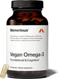 Momentous Vegan Omega-3 - Plant-Based EPA &amp DHA Supplement for Men &amp Women - Sourced from Algae Oil - Supports Heart Joint &amp Brain Health - NSF Certified for Sport - 1000 mg - 30 Servin
