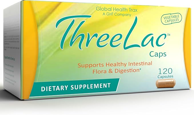 Global Health Trax GHT - ThreeLac Probiotic Capsules 120 Count - Comprehensive Digestive Support for Men Women and Children - Immune System and Gut Balance Non-GMO