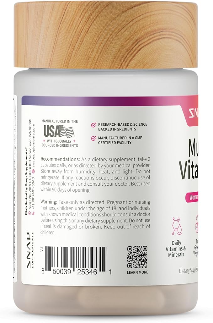Snap Supplements Daily Multivitamin for Women 60 Capsules