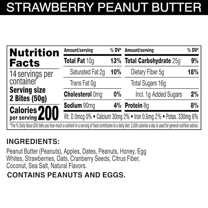 Protein Bites Strawberry Peanut Butter Gluten-Free Snack Cups 12g Protein 14 Count (Pack of 1)