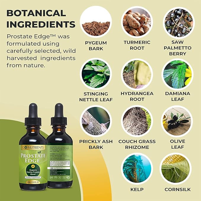 Go Nutrients Liquid Vitamin D3 with K2 (MK-7) Drops &amp Prostate Edge Prostate Supplement for Men with Pygeum and Saw Palmetto Extract Vitamin D3 and K2 Liquid Vitamin Drops That Help Emotional Stat