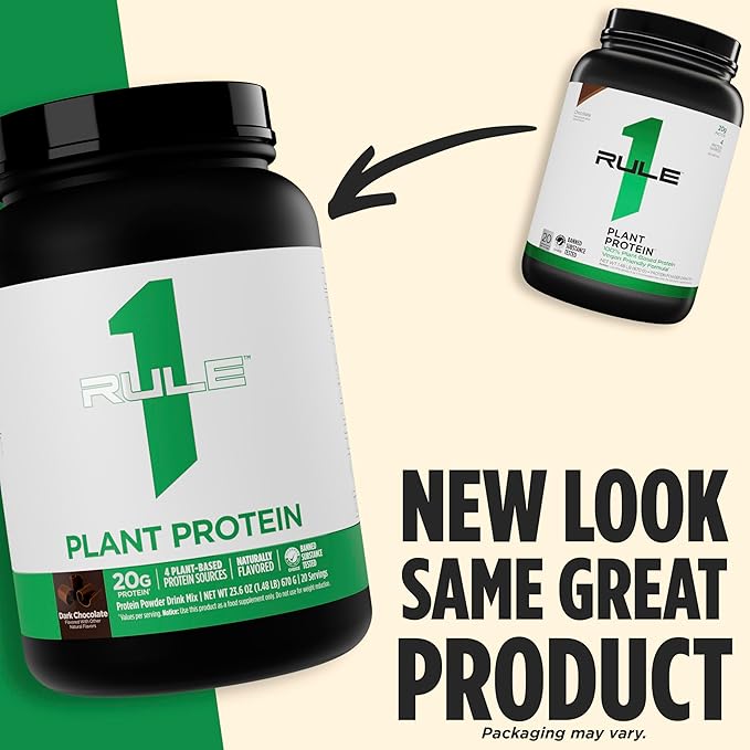 Rule 1 Plant Protein - Vegan Gluten-Free Dairy Free &amp Soy Free Protein Powder with 20g Protein per Serving (20 Servings Pure Vanilla)