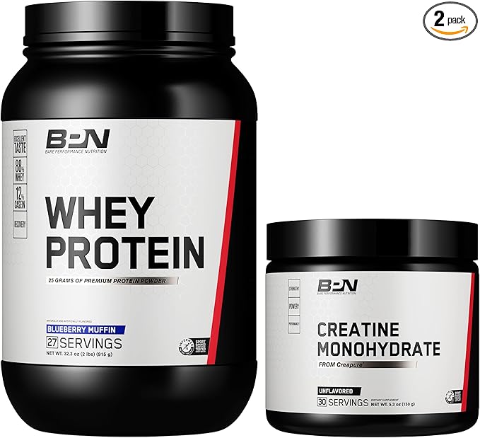BARE PERFORMANCE NUTRITION BPN Whey Blueberry Muffin Protein + Creatine Bundle