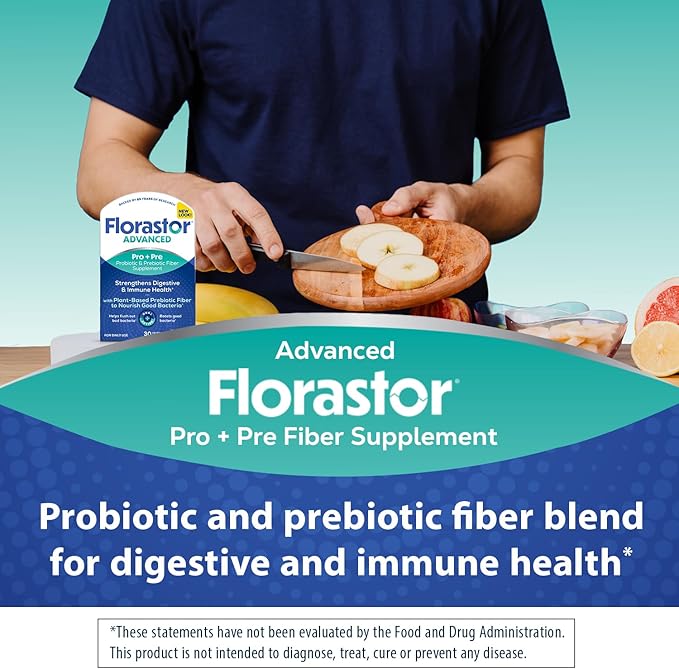 Florastor Select Pro+Pre Daily Probiotic and Prebiotic Supplement for Women and Men Boosts Good Bacteria Saccharomyces Boulardii CNCM I-745 (30 Capsules) (Pack of 2)