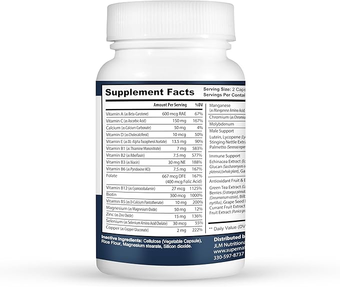 Super Naturals Men's Daily Multivitamin Energy Enhancer and Immune System Support for Men (60 Capsules 30 Day Supply)
