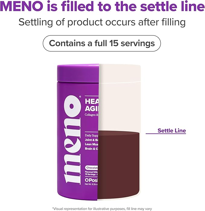 MENO Healthy Aging Collagen &amp Protein Powder – Support Joint &amp Bone Health Lean Muscle Mass Cognition Skin &amp Hair Health – Whey Protein &amp Collagen – Chocolate Brownie Flavor - 15 Se
