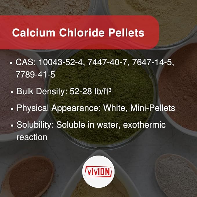 Calcium Chloride Pellets - 1 kg (2.2 lb) - Food Grade Anhydrous 94-97%