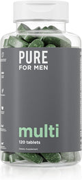 Pure for Men Multivitamin Supplement | Energy Mood Support Strong Bones Antioxidants Minerals | Vitamins A B C D Magnesium Calcium | 42 Fruit &amp Vegetable Proprietary Blend | 120 Vegan Tab