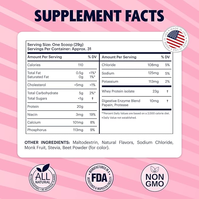 DMoose Grass Fed Whey Protein Powder - for Muscle Growth &amp Recovery Naturally Sweetened &amp Flavored Rich in Amino Acids Fast Absorbing Performance Formula (2 Lbs Strawberry)