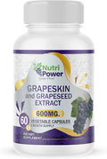 Skin &amp Grape Seed Extract Supplement 600 MG 60 Vegetable Capsules USA Source Materials Dietary Supplements Healthy Skin &amp Eyes Cardiovascular Support for Men &amp Women