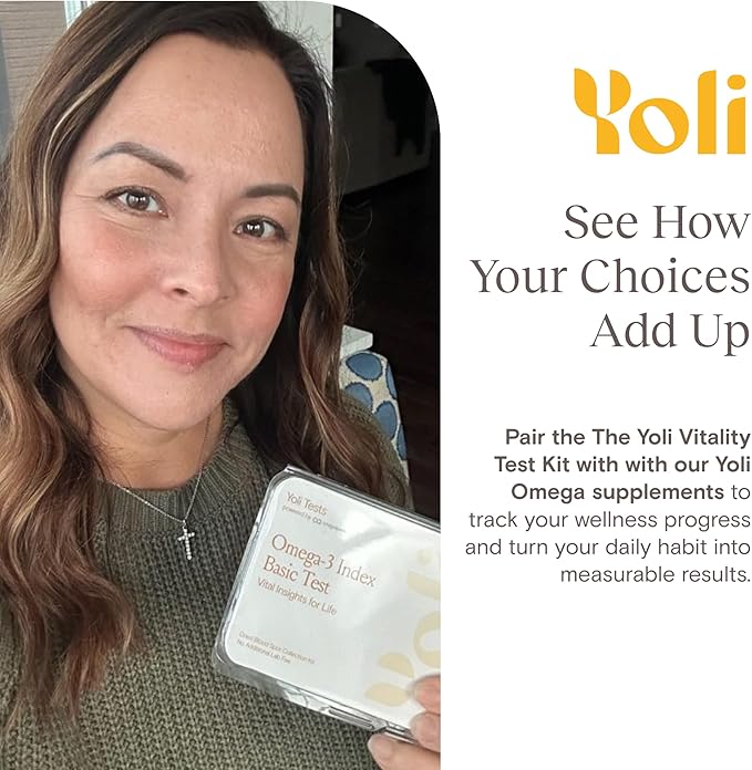 Yoli Vitality Test Kit an Omega-3 Index Blood Test Kit - at-Home Collection Testing Package for Measuring Omega-3 Levels and Wellness Tracking - CLIA-Certified Lab Results