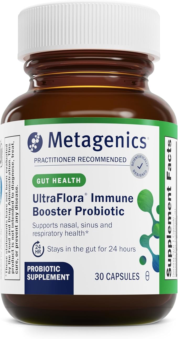 Metagenics UltraFlora Immune Booster Probiotic - Shelf-Stable Probiotic for Daily Immune Support* - Supports Healthy Nasal Sinus &amp Respiratory Function* - 30 Count