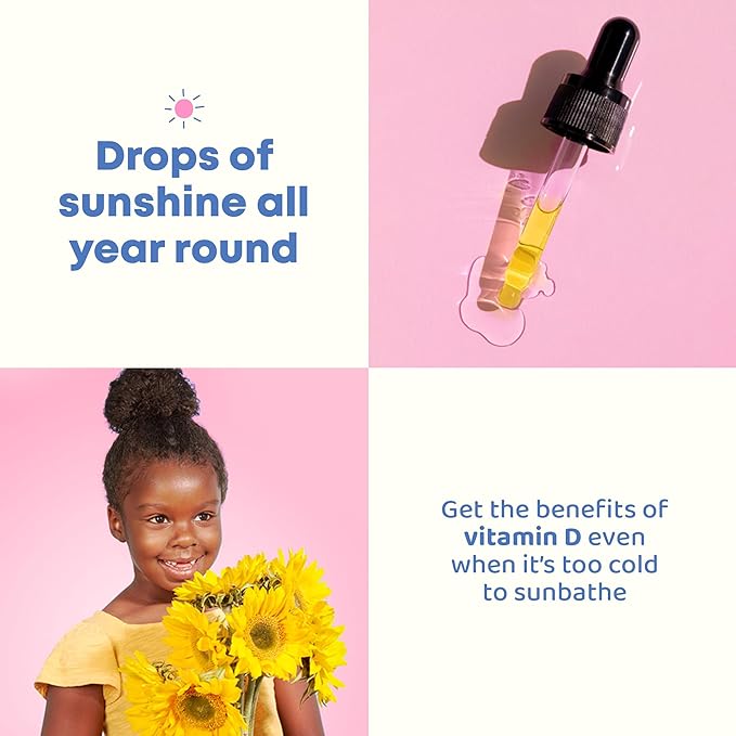 JoySpring Vitamin D3 Kids Drops with K2 – Liquid Supplement for Calcium Absorption &amp Joint Health – 360 Servings (2 fl oz) – Vitamin D Kids Ages 3-18 (Pack of 2)