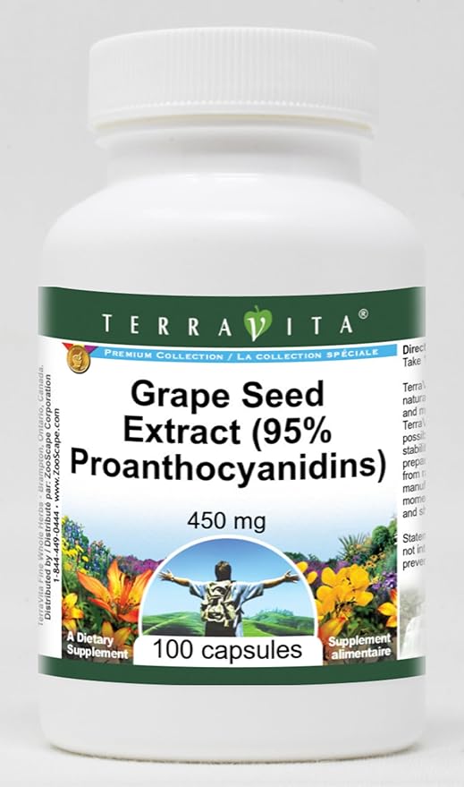 Grape Seed Extract (95% Proanthocyanidins) - 450 mg (100 Capsules ZIN: 520452)