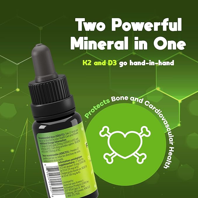Activation Products - Perfect K2D3 Liquid Vitamin D3 with K2 Vitamin K2 and D3 Supplement in MCT Oil D3K2 Vitamins for Bone Strength and Immune Support D3+K2 Vitamins for Calcium Absorption 15 ml