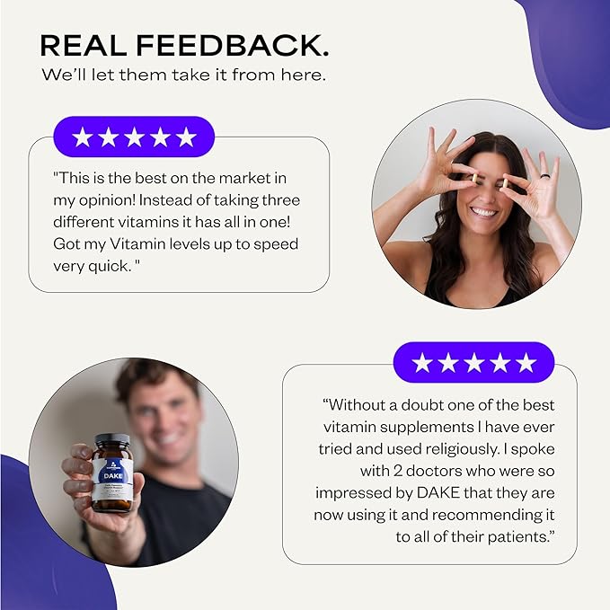 DAKE by Dave Asprey | Synergistic Blend of Essential Vitamins D-A-K-E | Vitamin D2 + K2 + A + E Supplement for Immune Support Bone &amp Joint Support &amp Heart Health | 60 Day Supply