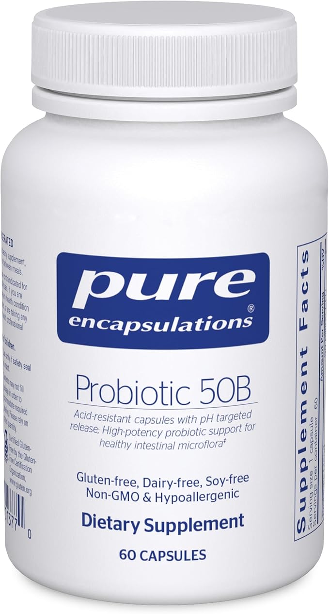 Pure Encapsulations Probiotic 50B - Digestive Health Probiotic - Immune Supplement* - Acid-Resistant Capsules - Gluten Free &amp Non-GMO - 60 Capsules