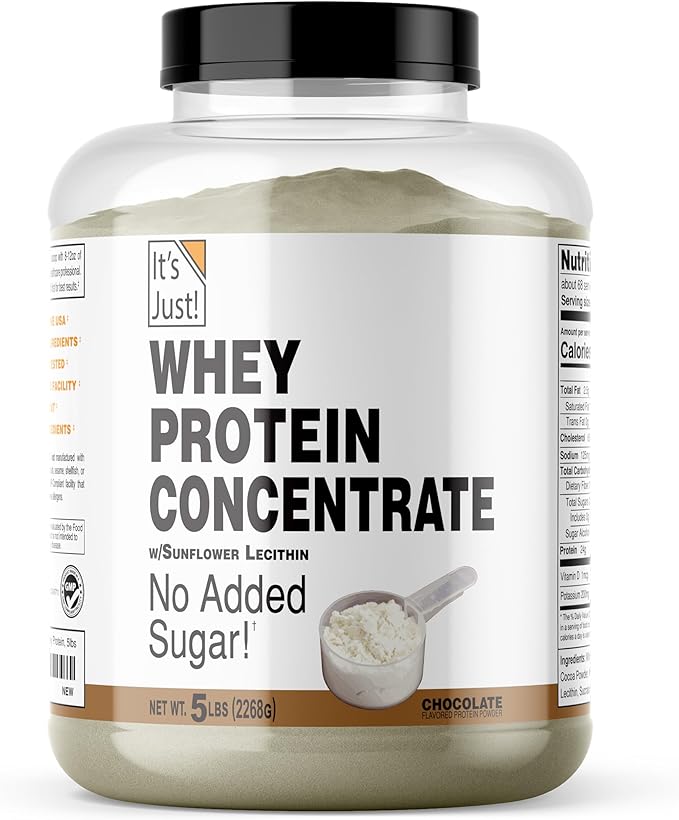 It's Just! - 100% Whey Protein Concentrate Made in USA Premium WPC-80 Natural Cocoa Powder (5 Pound Chocolate)