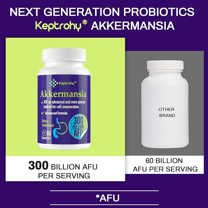 300 Billion AFU Akkermansia Probiotic for Women &amp Men Akkermansia Muciniphila for More Akkermansia Production Digestive Gut &amp Immune Gut Digestive Lining Function 120 Count