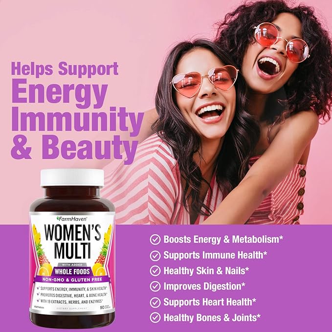 FarmHaven Multivitamin for Women | 22 Essential Nutrients Fruits &amp Veggies Womens Multivitamin | Whole Food Multivitamin Boosts Energy Immune Heart Health | Womens Daily Vitamins - 90 Capsules