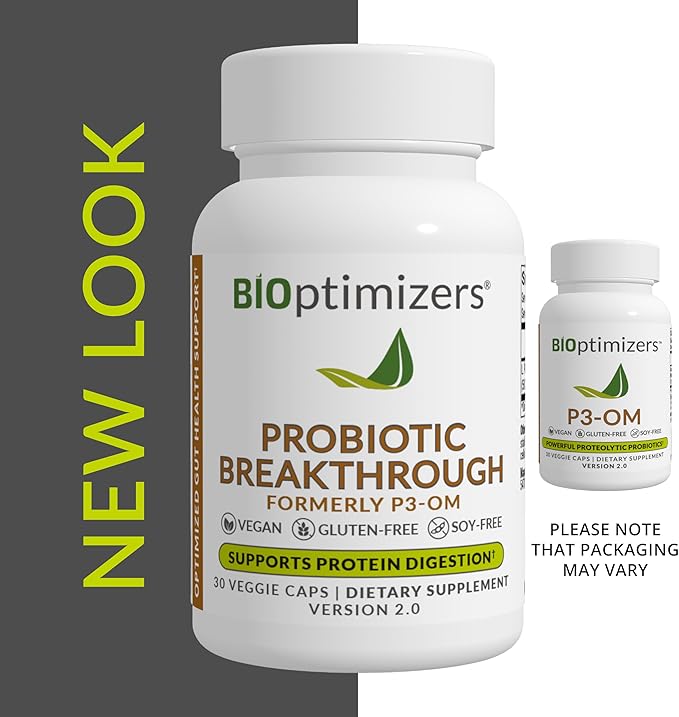 BIOptimizers Probiotic Breakthrough – Lactobacillus Plantarum OM Probiotics &amp Prebiotics Health Supplement for Gut Digestive &amp Immune Support Probiotics for Women Men Elderly– 30 Vegan Capsul