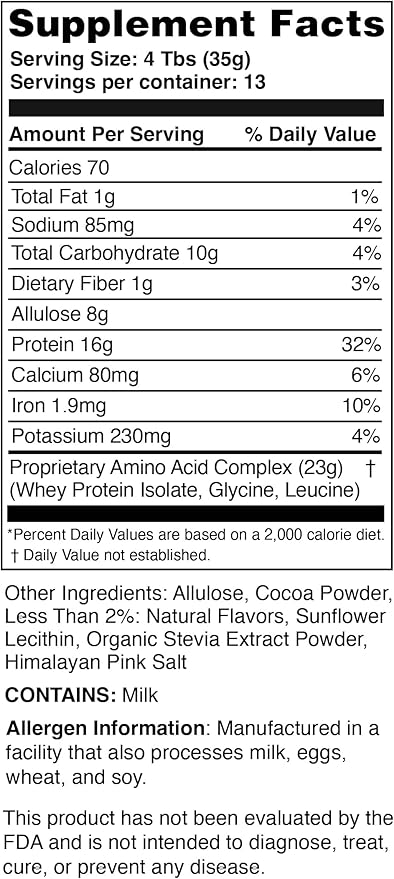 Trim Healthy Optimized Chocolate Whey Protein Powder Gluten-Free Non-GMO 16 oz