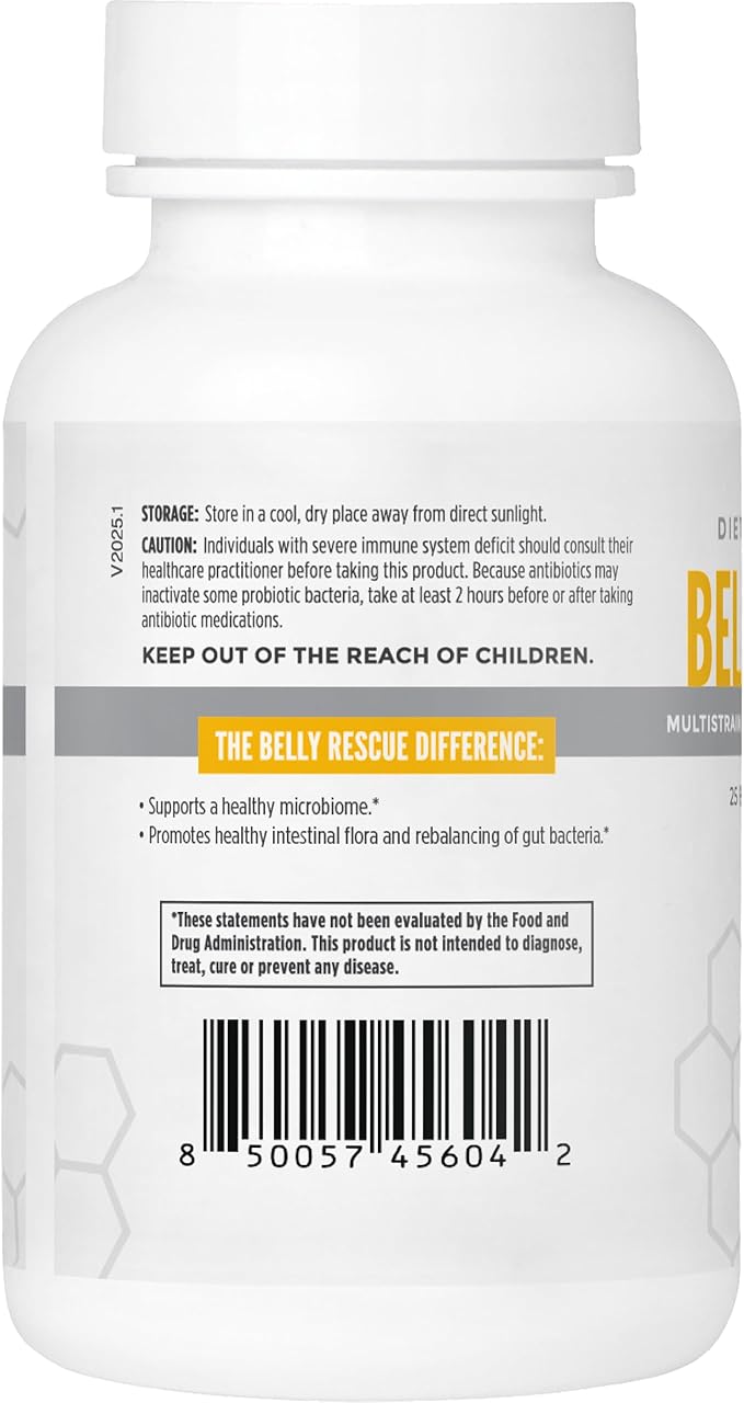 NBI Belly Rescue: Probiotics &amp Prebiotics Blend for Women &amp Men Once Daily for Digestive Skin and Immune Health Shelf Stable