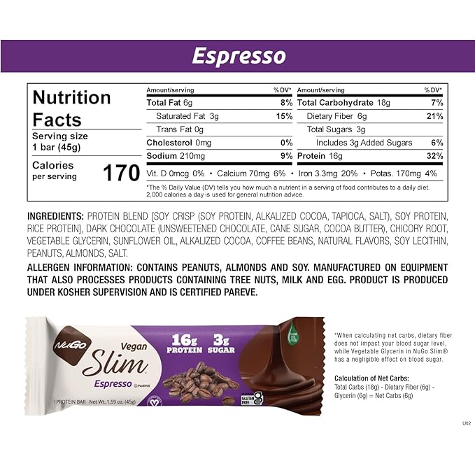 NuGo Slim 12ct Variety 16-17g Protein 3g Sugar High Fiber Low Net Carb Keto Friendly Gluten Free