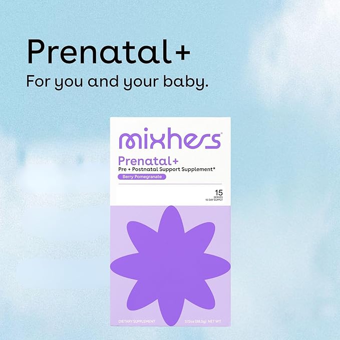 MIXHERS Prenatal + Pre + Postnatal Vitamins Drink Mix | Formulated with Vitamin A C D E &amp K | Berry Pomegranate Flavor | 15 Stick Packets | 1 Pack