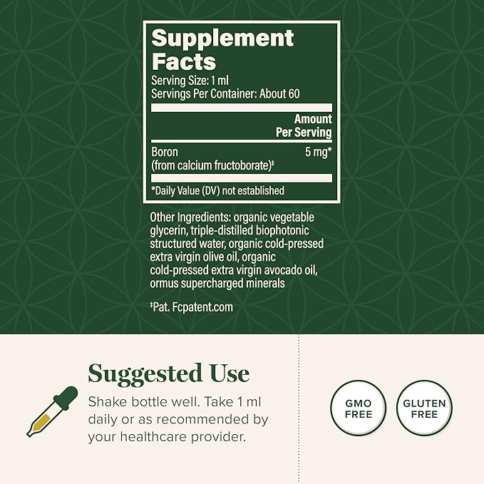 Global Healing Center - Boron Supplement for Men and Women - More Bioavailable Than Liposomal for Bone Health Metabolism and Enhanced Magnesium Absorption 5 mg (2 Oz)