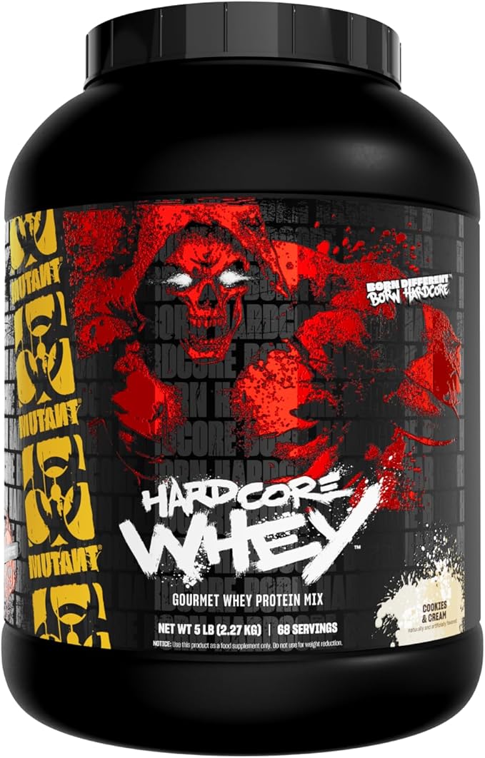 Mutant Hardcore WHEY | 100% Pure Whey Protein | 24g Protein Fast-digesting whey Protein Isolate Plus whey Protein hydrolysate | 70 Servings | 5 LB | Cookies &amp Cream